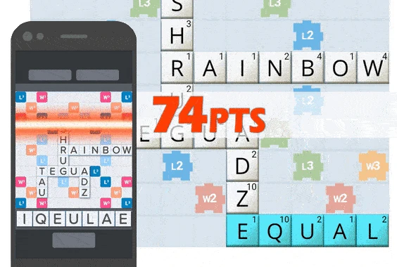 Screenshot solver tool example of a high-scoring word